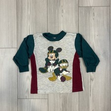Vintage Disney Mickey Mouse  Donald Duck Front  Back Pajama Top Kids 90s