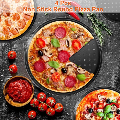 Round Pizza Pans with Holes, 4Pcs Pizza Pan for Oven, Perforated Pizza Tray f... - Picture 2 of 8