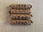 Lot Of 4 Lincoln Wheat Pennies Rolls, 1940, 1944, 1945, 1946