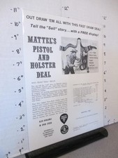 MATTEL toy salesman ad sheet 1961 FANNER 50 cowboy cap gun holster store display