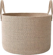 65L Extra Large Blanket Basket Living Room Woven Cotton Rope Laundry Hamper W/