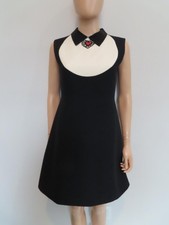 Christian Dior Black/Ivory Dress/Beaded Heart/Detachable Collar F 40/US 8