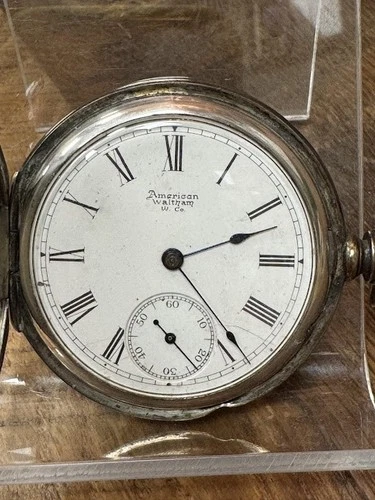 Antique Waltham Pocket Watch Coin Silver Case Not Running Parts Repair