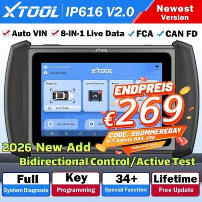 XTOOL IP616 V2.0 Bidirektionales OBD2-Diagnosegerät Schlüsselprogrammierung