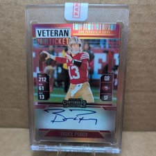 2024 Panini Contenders Brock Purdy Red On Card Auto Red Zone Veteran Ticket FOTL