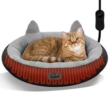Heated Cat Bed for Small Size Cats, Heated Pet Bed with Timer  Temp Adjustab...