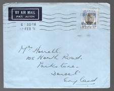 1951 Malaya Selangor 50c Kuala Lumpur cover to England