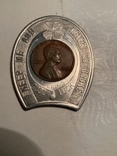 ENCASED PENNY Lucky CENT HORSESHOE Bimetallic token coin medal