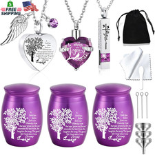 Cremation Urn Necklace for Ashes Set of 6- Small Cremation Urns for Human/Pet Ke