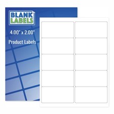 Address Shipping Labels, 4" x 2" Permanent White Matte Label, Inkjet and Lase...