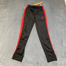 Air Jordan Jogger Pants Boys Large 12-13Yrs Black Red Side Stripe Jumpmans Logo