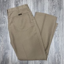 VTG Wrangler Rancher Pants Brown Polyester Western Cowboy 82682TN Men's 35x36