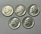 Lot Of 5 Silver Roosevelt 10C Dimes 1963-P 1963-D Three 1964-P Coins