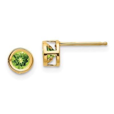 14 Karat Gelbgold 4 mm Einfassung August/Peridot Ohrstecker für Damen 0,26 gm