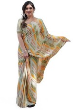 Women's Chiffon Floral Printed Saree with Blouse Piece