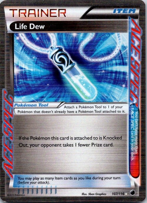 Life Dew Holo Rare Ace Plasma Freeze 107/116 HP Small Crease Top Left