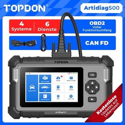 TOPDON AD500 Profi KFZ OBD2 Diagnosegerät 4-Systeme Öl EPB SAS BMS Reset Deutsch