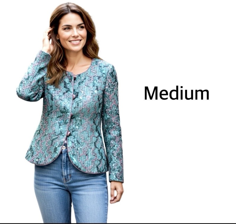 Nancy Neil Teal Sequin Jacket – Women’s Size Medium