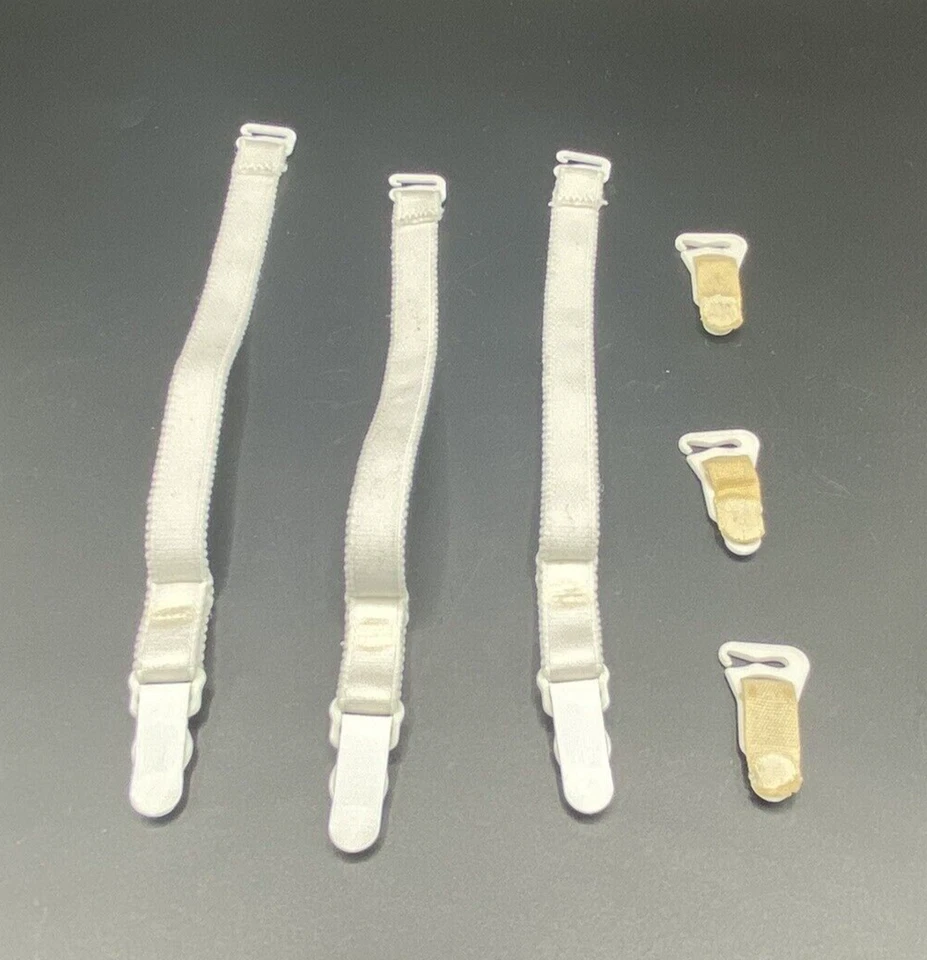 Vintage Garters Lot of 6 White Beige Plastic Hardware Lingerie Pin-Up Retro - Image 3 of 4