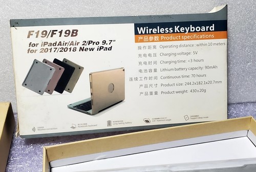 Wireless Keyboard F19/F19B for iPad Air/Air 2/Pro 9.7 2017/2018 Silver - Picture 5 of 9