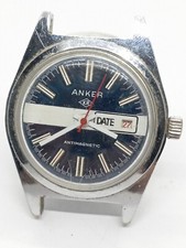 VINTAGE Germany GDR made Ruhla ANKER KR watch nice case and blue dial CHECK IT