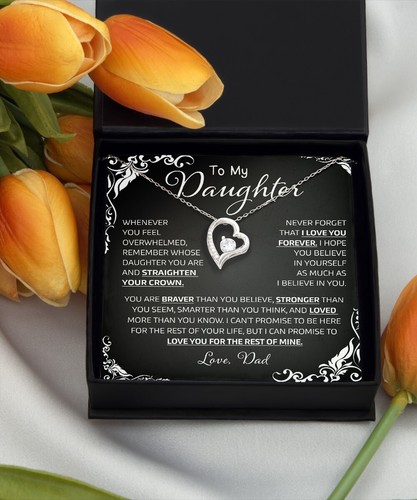 To My Daughter Necklace Gift From Dad, Daughter Necklace, Birthday Gift