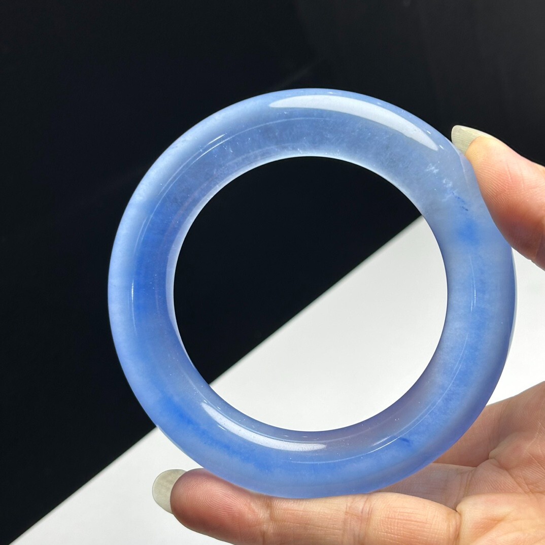 Certified Natural high Ice Blue Burmese Jade jadeite bracelet bangle 59-60mm