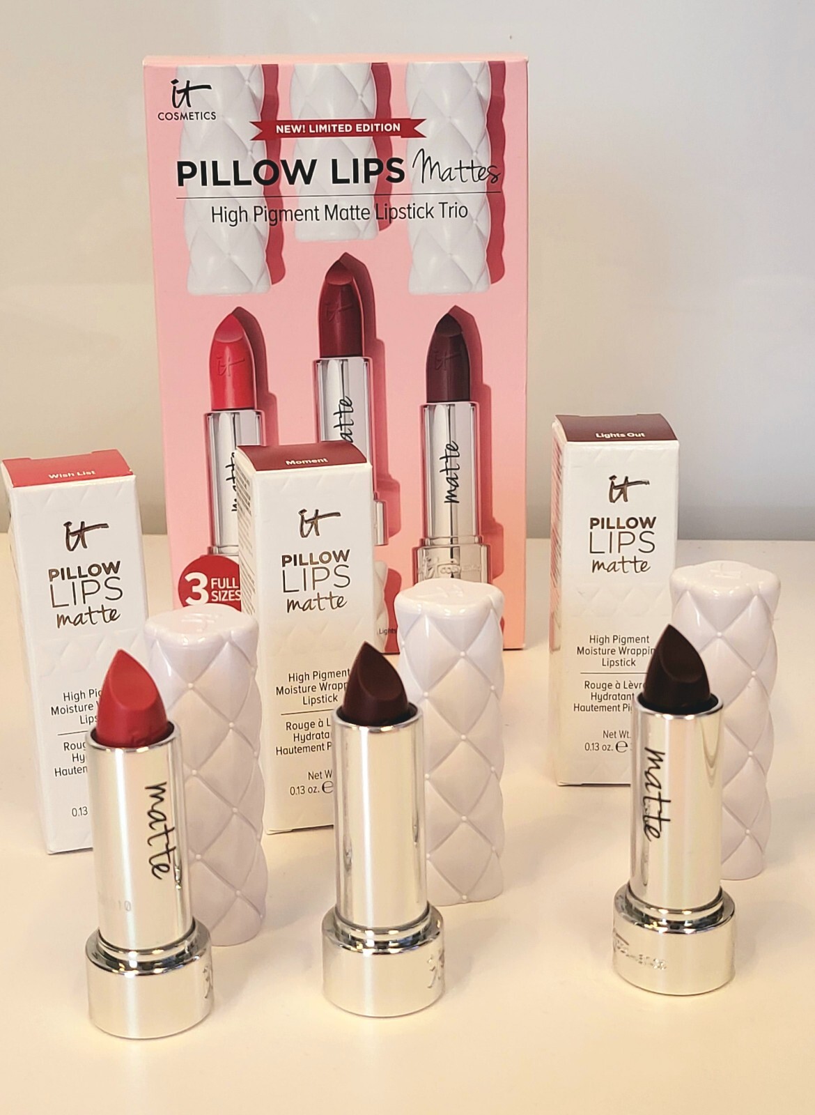 IT Cosmetics Pillow Lips Lipstick Trio set (3 lipsticks) Creams .13 oz