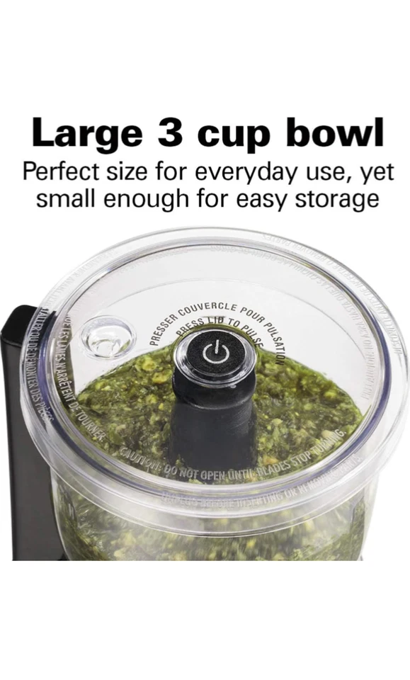 Mini procesador de alimentos y picadora de verduras Hamilton Beach de 3 tazas 350 W, negro (72850) Foto 4 de 4