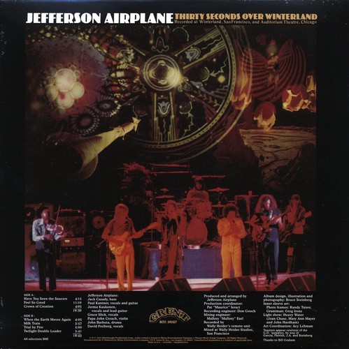 JEFFERSON AIRPLANE Thirty Seconds Over Winterland NEW Blue Vinyl LP w/Papa John - Picture 2 of 3