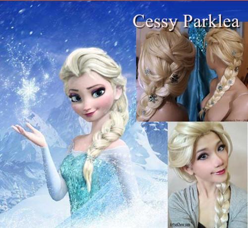 SN-E1-6 Frozen Elsa Disney Light Blonde Braided Wigs Adults Children 300g 220g - Picture 1 of 5