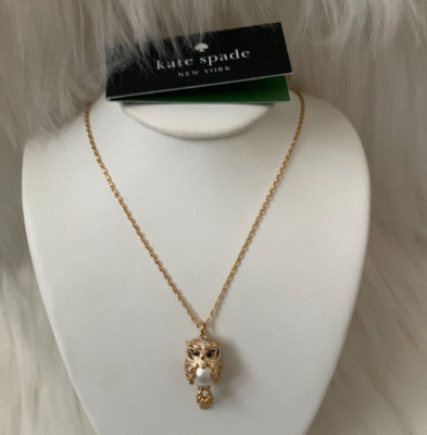 KATE SPADE Winter Wonderland Owl Pendant Necklace in Gold NWTs