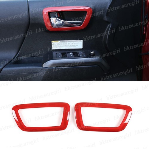 2pcs Red ABS Interior Door Handle Frame Cover Trim For Toyota Tacoma 2016-2023 - Picture 9 of 9