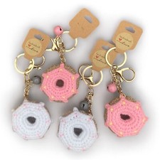 Personalised Handmade Donut Keyring Keychain Crochet  Thank you Christmas Gift