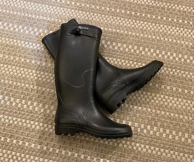 AIGLE France BENYL XL 43 / US 9.5 Black Natural Rubber Waterproof Expert Boots