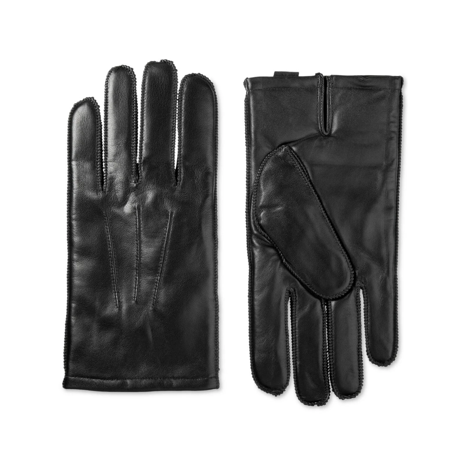Isotoner Men's Winter Leather ThermaFlex Gloves, Black, XL