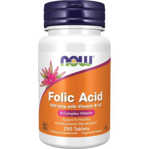 NOW Foods Folic Acid 800 mcg with Vitamin B-12 250 Tabs - Picture 1 of 2