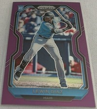 2021 Panini Prizm Baseball Lewin Diaz Miami Marlins Purple Prizm Rookie #50