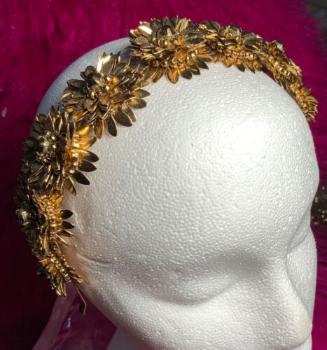 Deepa Gurnani Gold Crystal N Metal Headband  GORGEOUS - Imagen 1 de 5