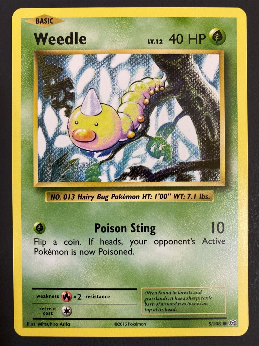 Pokemon Card, Weedle 5/108, Common, Evolutions Set (2016), NM/M | eBay