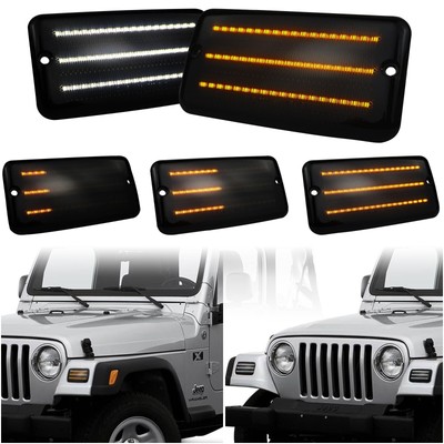 Smoked Lens Switchback White DRL Amber Sequential Flash Turn Signal Lights Co...