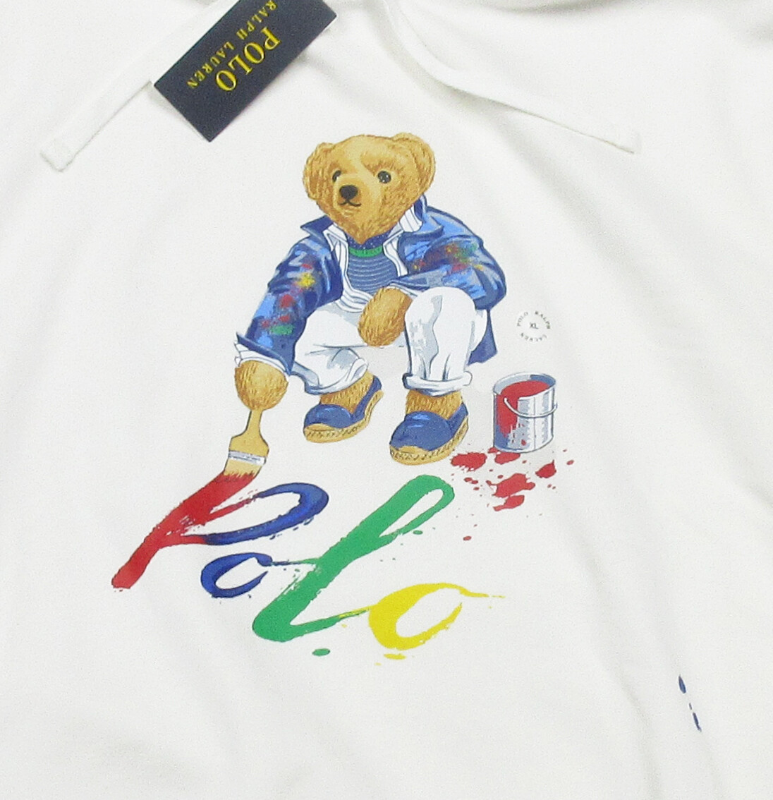 menzo92Polo Ralph Lauren ヒッコリーペイントカバー NWOT Polo Ralph Lauren Men's Cream Chic Polo Bear Paint Splatter