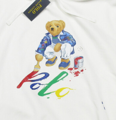 Polo Ralph Lauren Men's Cream Chic Polo Bear Paint Splatter