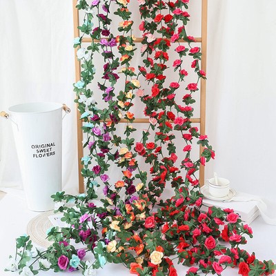 2.5M Artificial Flower Garland Fake Roses Wall Hanging Vine Party Wedding Decor