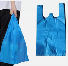 VEST CARRIER  SHOPPING BAGS STRONG PLASTIC I Blue, White, Red, Green and Black