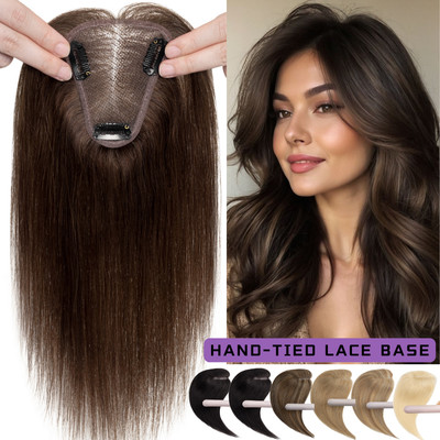 CLEARANCE Clip In Top Piece Toupee Hairpiece Full Lace Base Human Hair Topper US