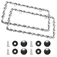 2Pcs Barbed Wire Design License Plate Frame Chain Plate Frame Supplies Comes ...