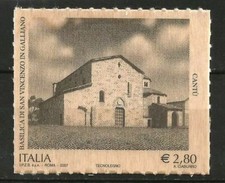 Estampilla autoadhesiva inusual única de madera basílica Italia 2007