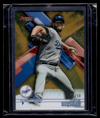 2018 Bowman's Best Gold Refractor #59 Clayton Kershaw 45/50 Dodgers