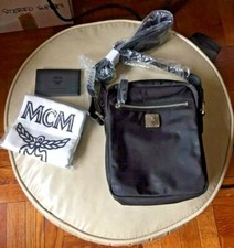 New MCM Dieter Monogram Unisex Black Mini Crossbody Messenger Nylon